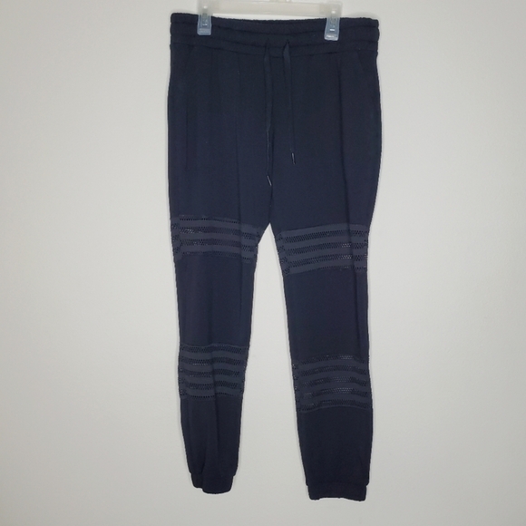 Beyond Yoga Off The Grid Black High Rise Perforated Mesh Jogger Sweatpants - Picture 3 of 8